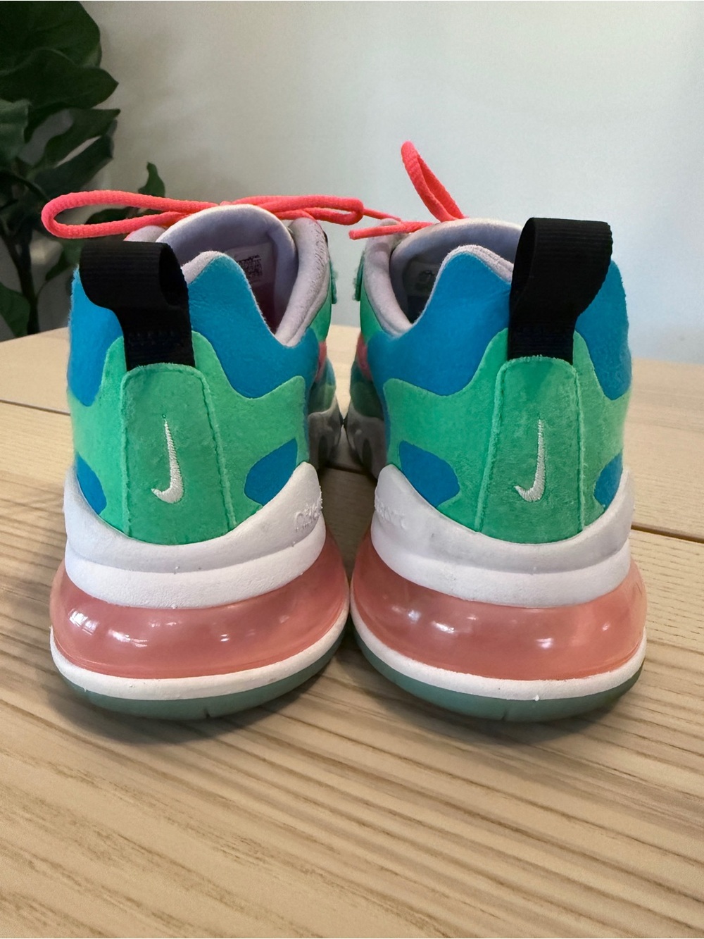 Nike Air Max 270 React Electro Green Lagoon Women’s 7.5 Colorful Sneakers - Picture 6 of 9